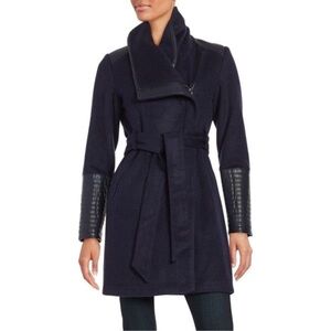 BADGLEY MISCHKA XL Lorian Black Wool Leather Coat